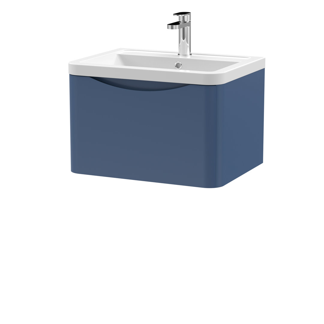 Nuie Lunar 600mm Wall Hung Single Vanity Satin Blue 399mm H X 600mm W X 450mm D